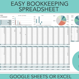 Easy Bookkeeping Template, Small Business Bookkeeping Spreadsheet, Income and Expense Tracker, Profit & Loss Report, Accounting Spreadsheet