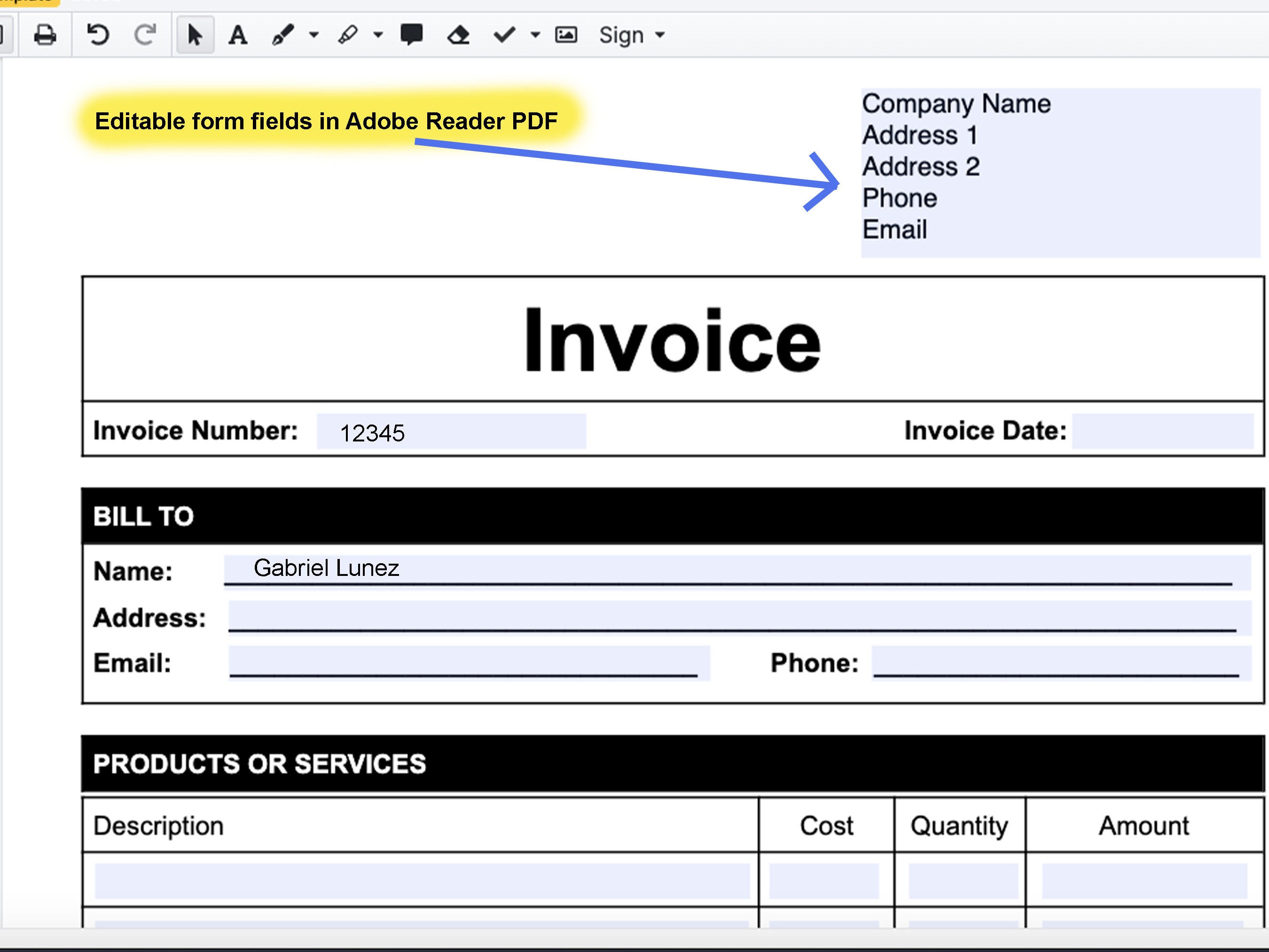 Invoice Template Word & PDF, Business Invoice Download, Invoice Word ...