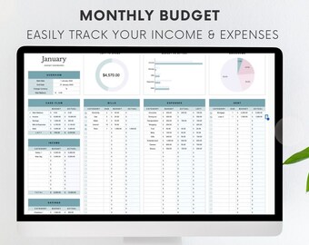 Monthly Budget Template, Google Sheets Budget Planner (Digital Download)