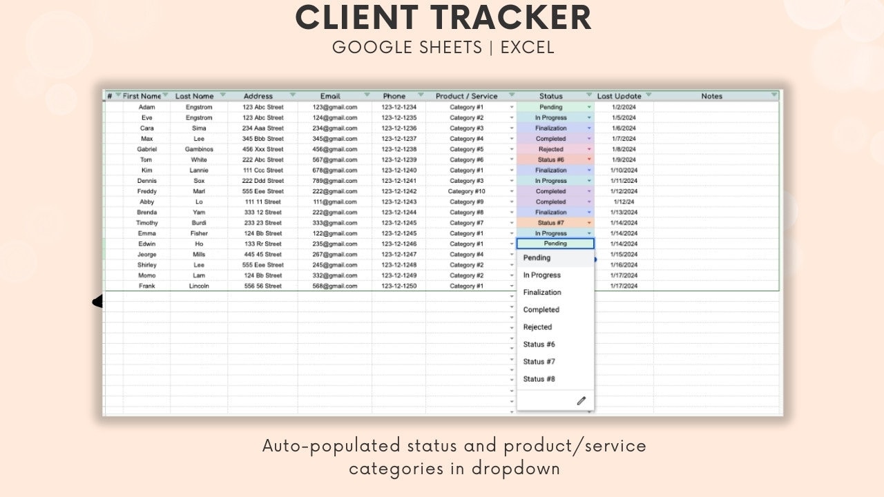 Client Tracker Spreadsheet, Small Business Google Sheets (digital ...