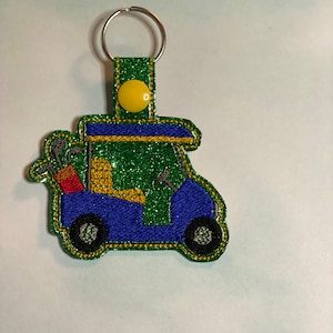 Glitter Vinyl Golf Cart Keychain Machine Embroidery