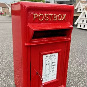 Caixa de correio de ferro fundido Royal Mail Post Office Caixa de parede Estilo vintage VERMELHO Ferro fundido e aço