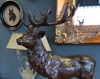 Bronze Stag Sculpture Real Bronze Stag , Large Red Deer Figure Impressive size
