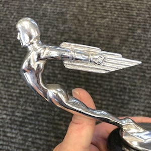 Rocket Man Mascot bonnet hood ornament art deco Style Rocketeer on Marble