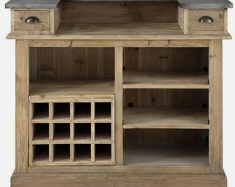Rustic Bar Counter metal industrial top wine storage Drinks Bar furniture Home Bar Reception desk counter Drinks bar
