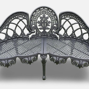 Black antique style garden bench metal black furniture park nostalgic Garden