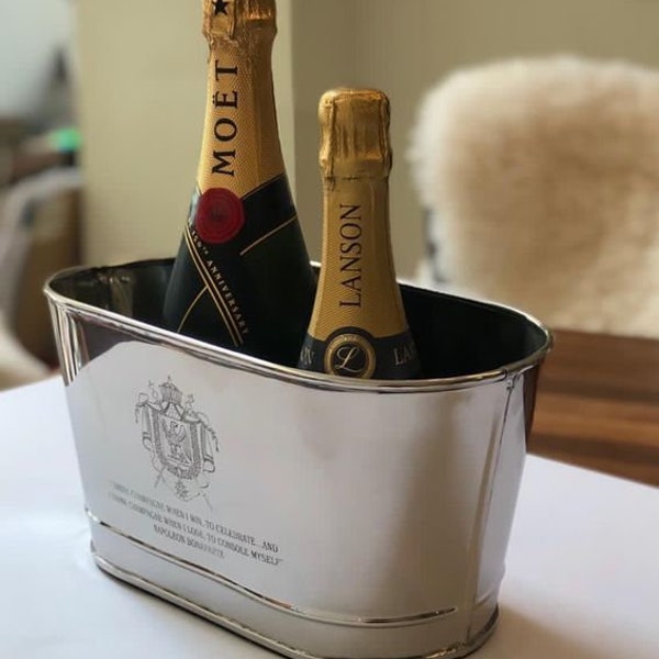 Lilly Bollinger  , Napoleon Ice Bucket this Wonderful Small 2 Bottle size Champagne Bath wine cooler with double sided inscriptions