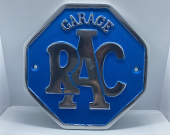 RAC Garage sign octagonal  Aluminium Plaque - Cast aluminium RAC small blue sign