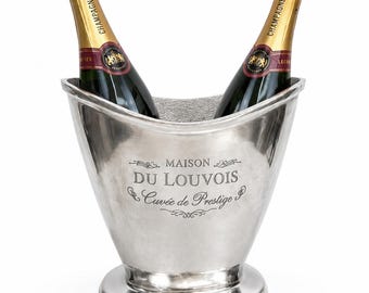 Two Bottle Aluminium sparkling wine Cooler Ice Bucket 2 bottle smooth shinny silver finish