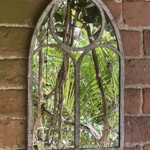 Arched Garden mirror grey frame glass small wall mirror round bathroom living room mirror garden outdoor mirror outdoor or indoor