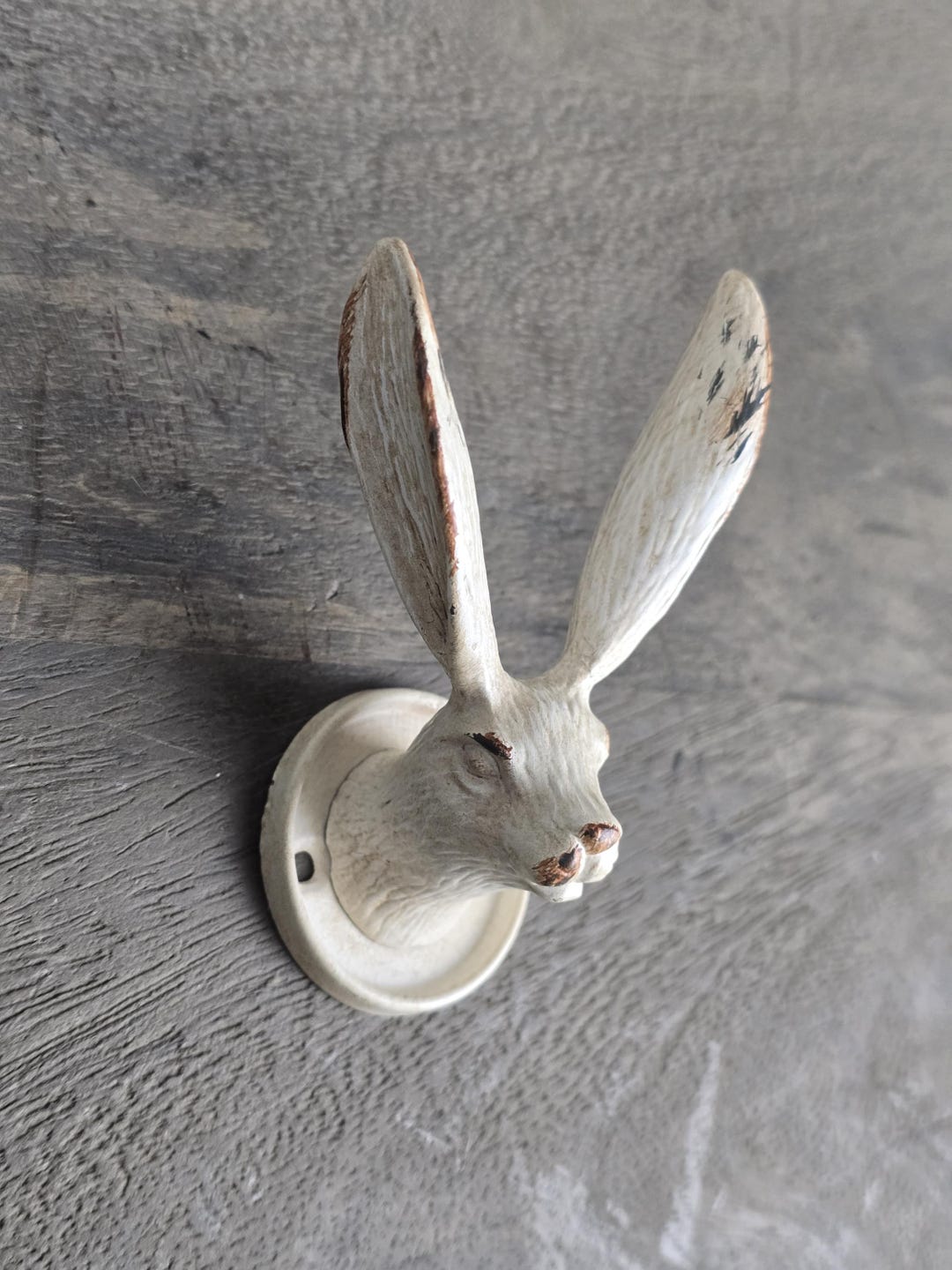 Metal Hare Hook Singular March Hare Iron Vintage White Detail Rabbit ...