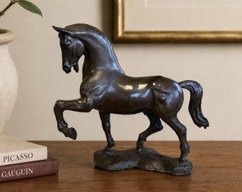 Gran escultura de caballo de bronce, estatua equina