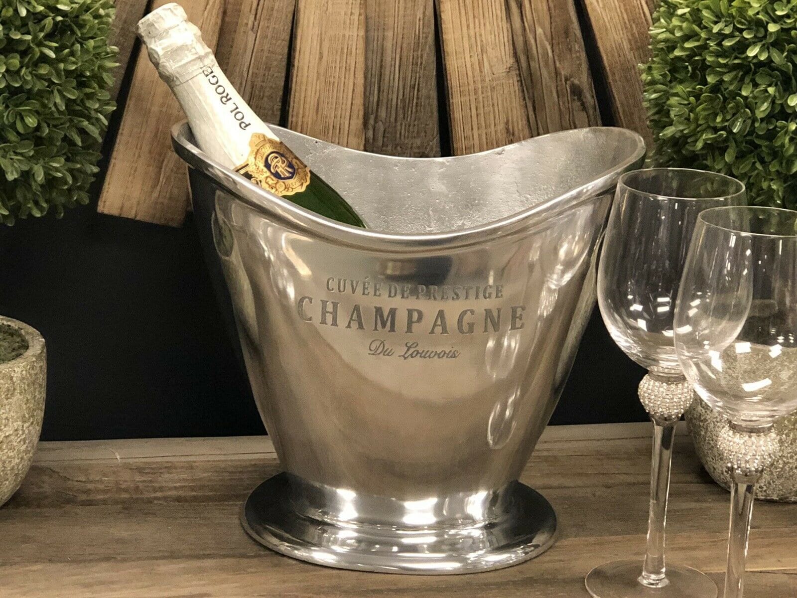 Maxlume ~ Great Gatsby ~ Solid Cast Engraved Champagne Ice Bucket