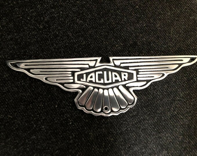 Jaguar Wings Vintage Style Logo Badge Car Polished Aluminium Plaque