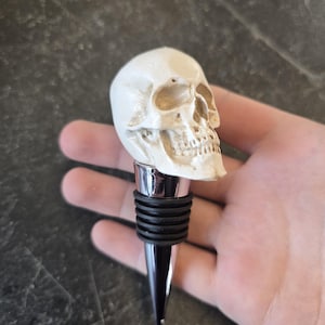 White skull bottle topper gothic alternative wine stopper halloween kitchen decor