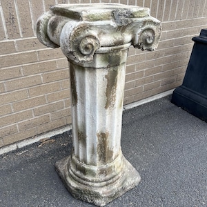 Doric column pedestal stand faux stone pillar roman design aged stone painted display pedestal garden decor indoor or outdoor plinth column