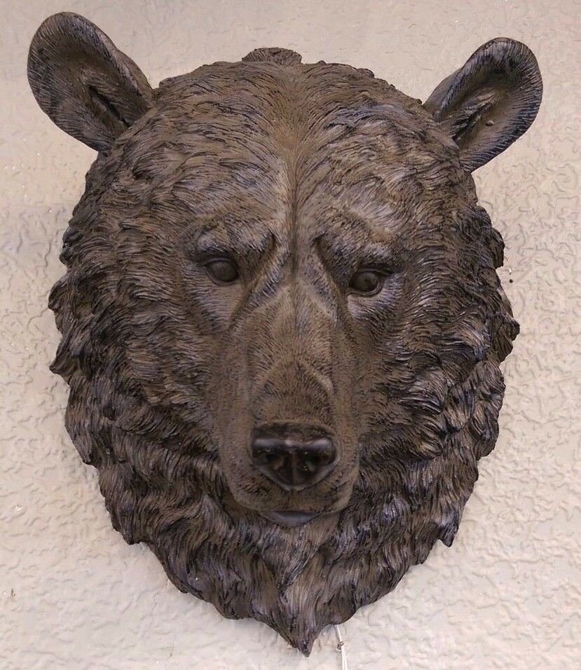 Bear Head Wall Bust Brown Grizzly Bear Resin Head Wall Etsy