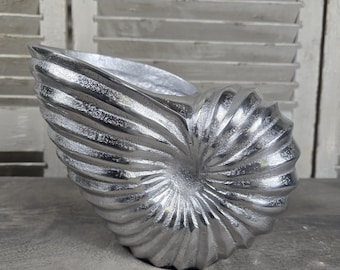 Nautilus Shell Wine Cooler, Polished Aluminum Ice Bucket