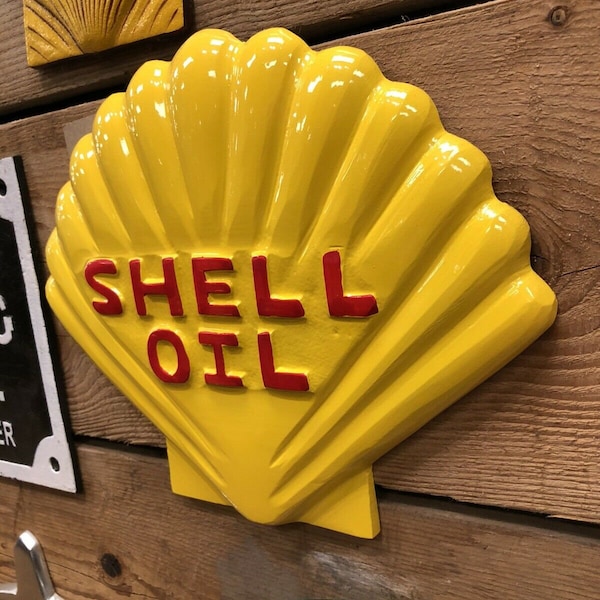 Shell Sign Vintage Shell Logo Cast metal sign Garage Sign shell motor