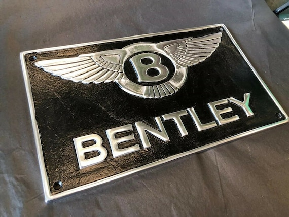 Bentley Sign art mural en aluminium poli Logo Bentley signe BEST QUALITY  Noir et argent Bentley Plaque -  Canada