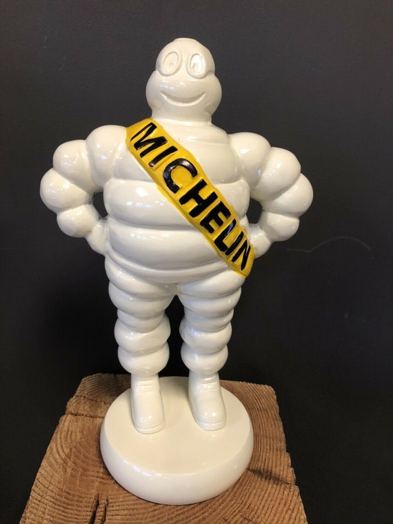 Omino Michelin mascotte dell'omino Michelin da collezione in alluminio  verniciato in piedi su base -  Italia
