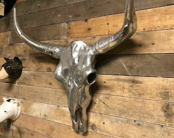 Bison Skull Large Polished Aluminium Water Buffalo Cow Bull Wall Hanging skull