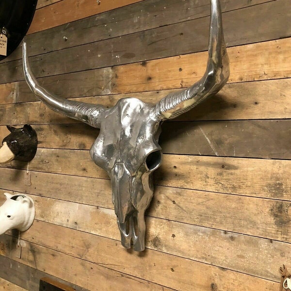 Bison Skull Large Polished Aluminium Water Buffalo Cow Bull Wall Hanging skull