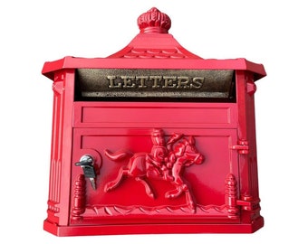 Boîte aux lettres murale rouge, boîte aux lettres murale rouge en aluminium