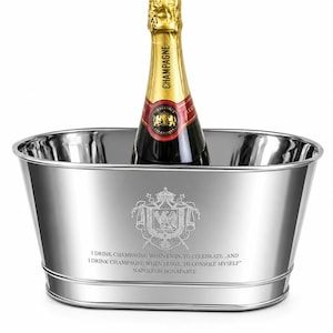 Napoleon Ice Bucket small 2 Bottle sparkling wine Bath double sided inscriptions Light stainless steel vintage style