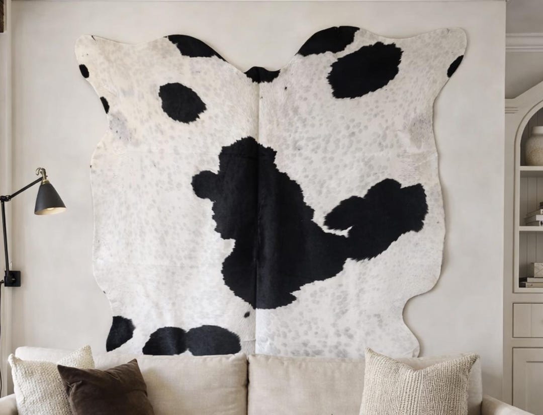 Genuine Cow Hide Rug Black and White With Grey Speckles LARGE Carpet ...