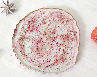 Unique pink glitter epoxy resin coaster