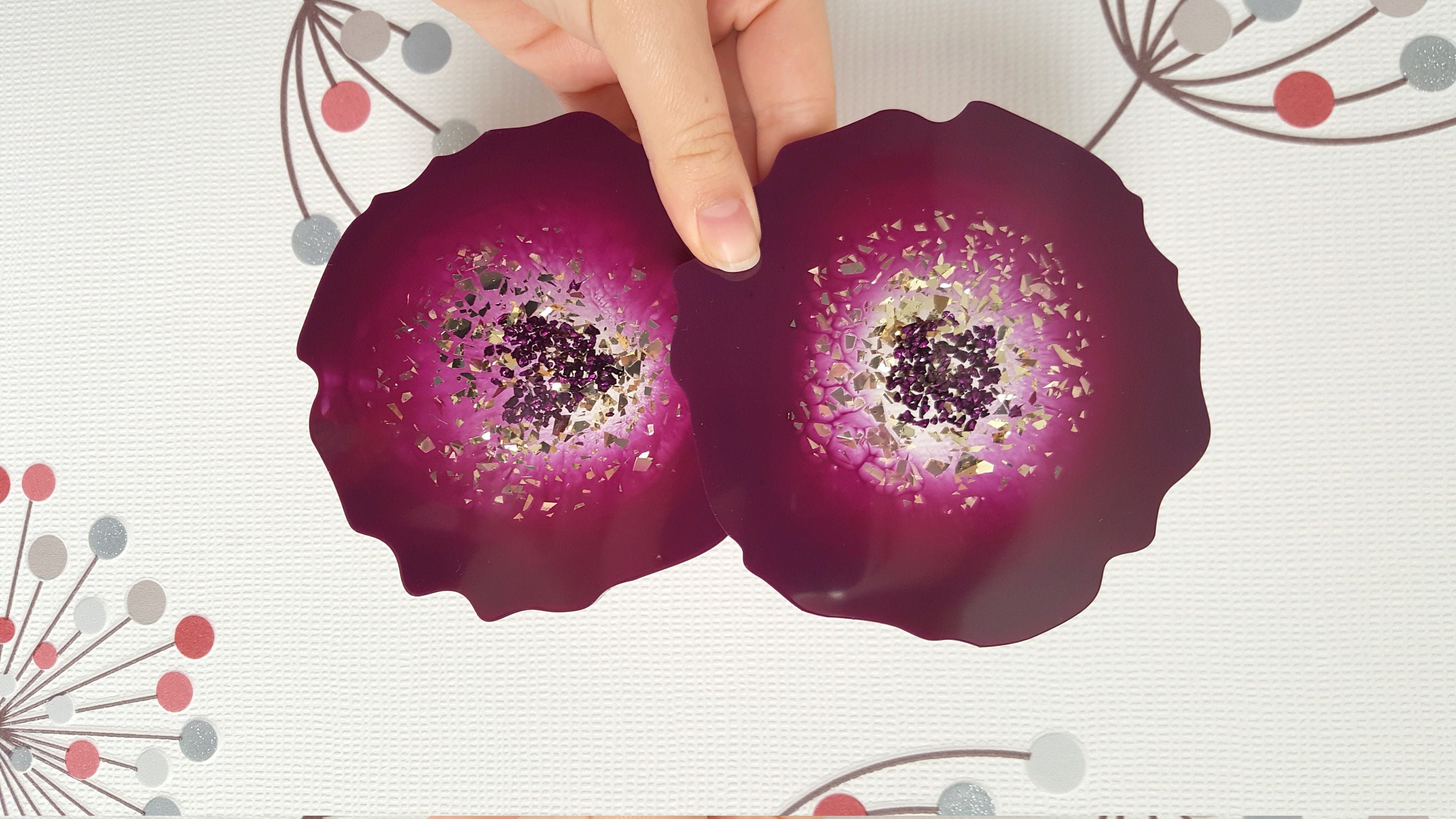 Lot de 2 Sous-Verres en Résine Rose