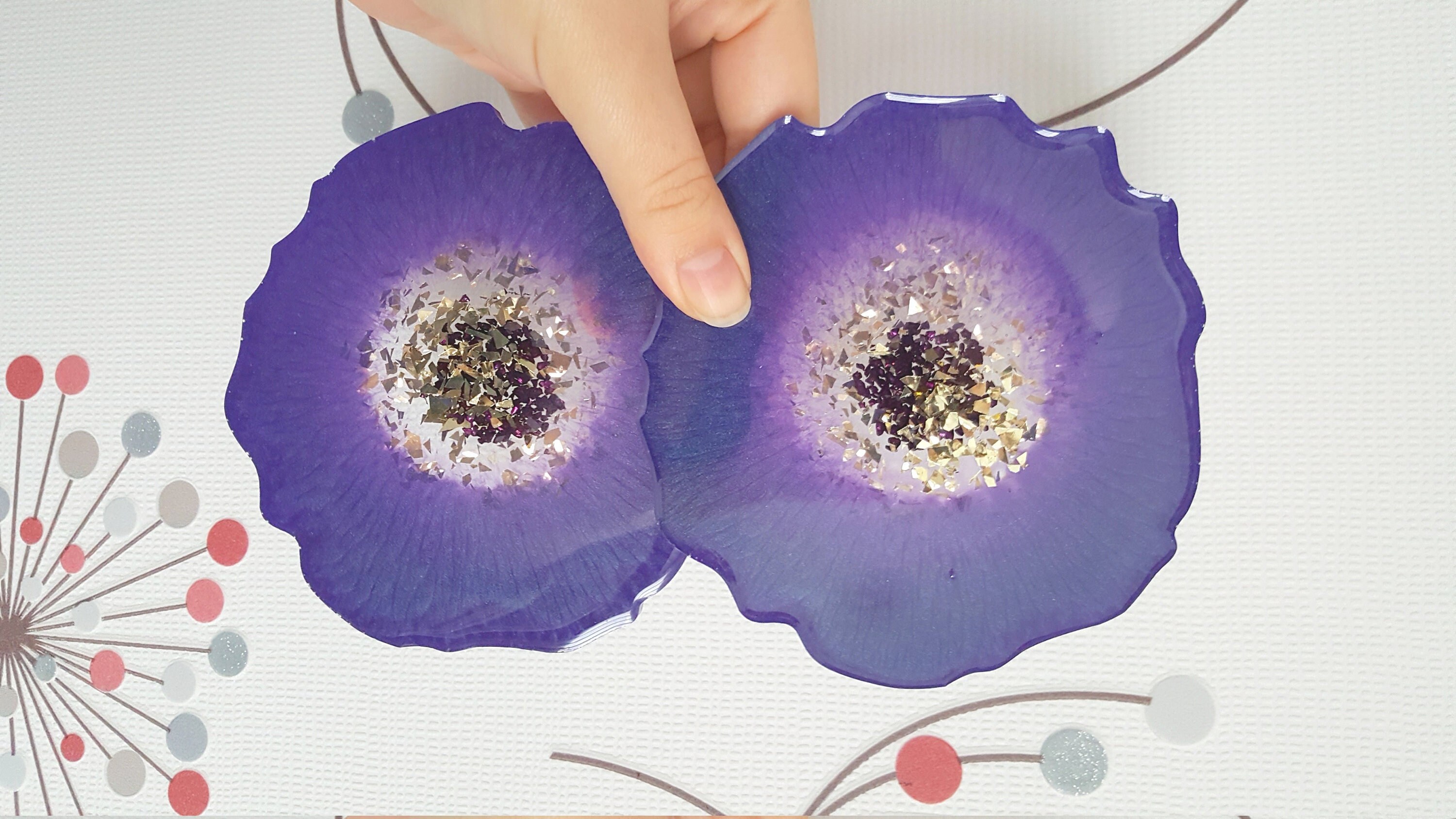 Lot de 2 Sous-Verres en Résine Violette