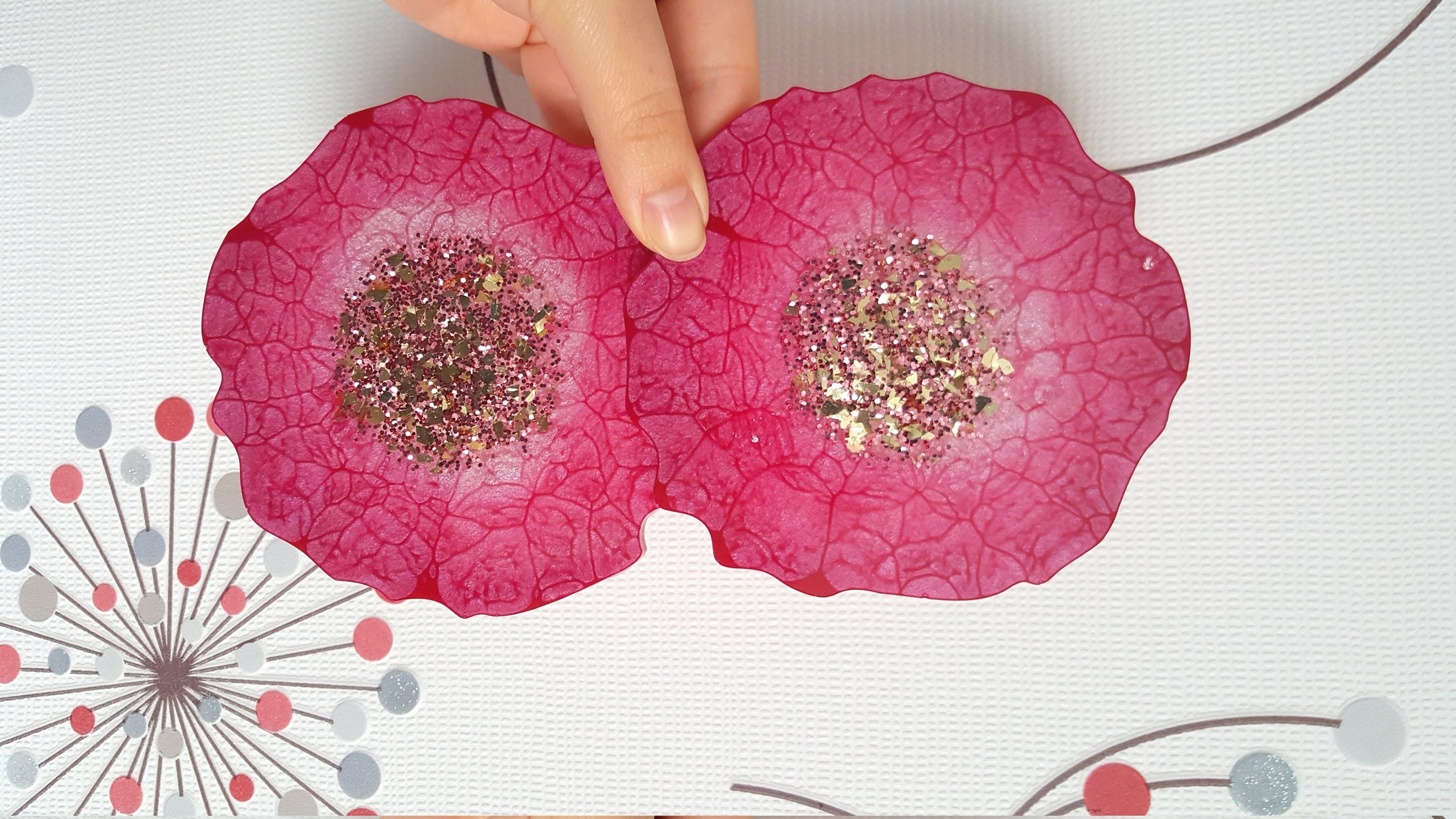 Lot de 2 Sous-Verres Rouge Effet Marbré