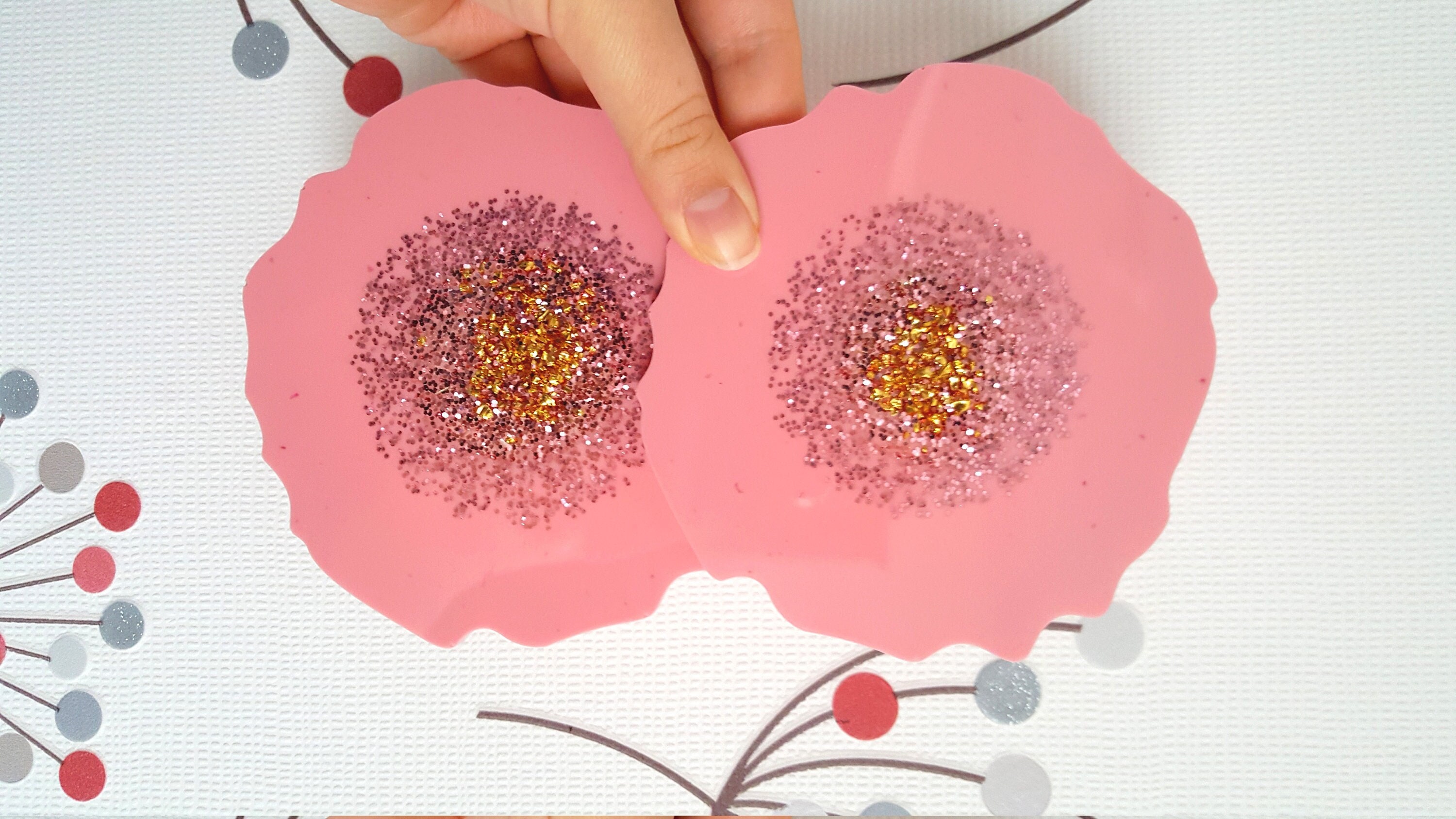 Lot de 2 Sous-Verres en Résine Rose