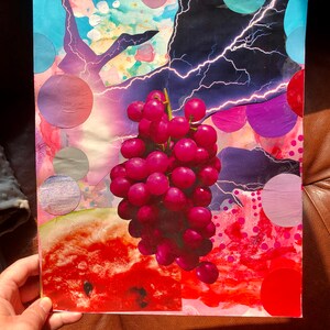 GRAPES OF WRATH, mixed media collage, paper collage, collage art, contemporary collage art