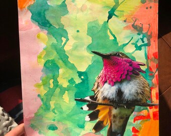 HUMMINGBIRD, Arte Collage, Arte Contemporáneo, Medios Mixtos, Arte Abstracto