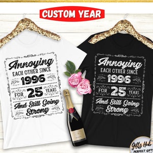 25th Anniversary shirts for couples, wedding anniversary, matching anniversary shirts, personalised anniversary gift, married since 1996 tee