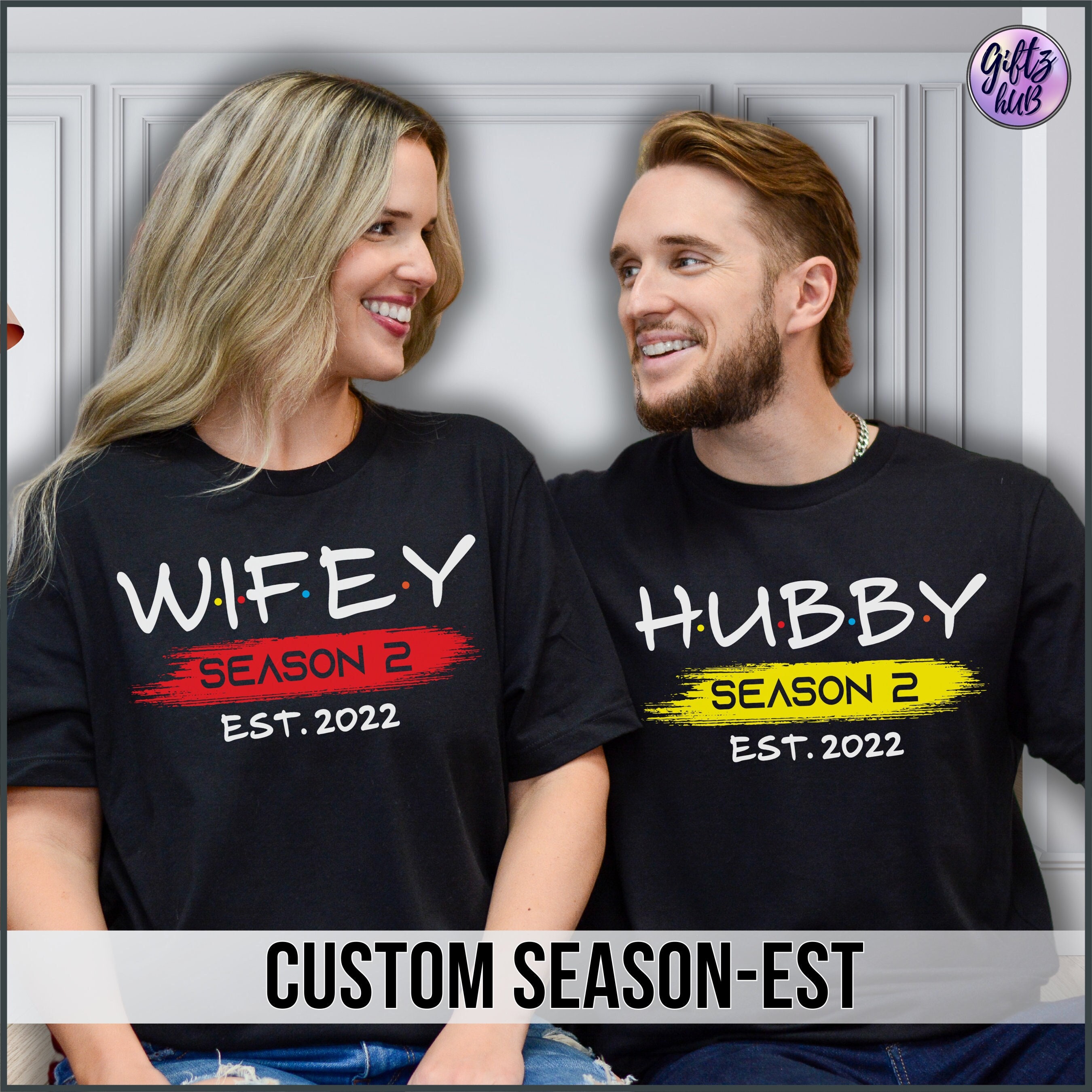 Hubby & Wifey 2nd Anniversary Shirts, Matching Couple Outfits