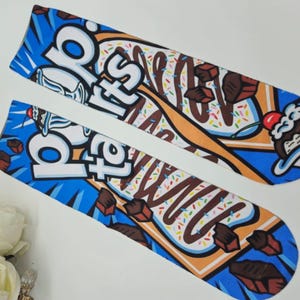 Meias Pop-Tarts Crew vibrantes – Doces e divertidas para os amantes de lanches, meias pop-tarts, presente de feriado, meias de natal