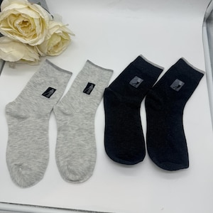 Stylish Golf Socks with Minimalist Embroidered Patterns - Set of 2 -  casual socks, sport socks, holiday gift