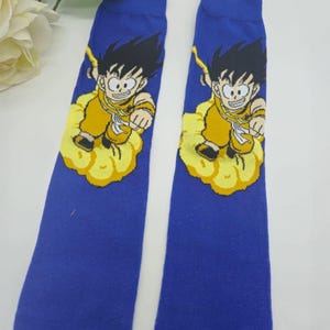 Kid Goku Socks with Iconic Flying Nimbus Cloud Design - crew socks, anime socks, flying nimbus socks, dragon ball z