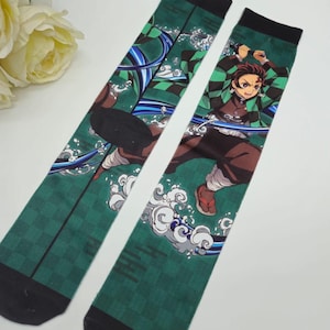 Demon Slayer Crew Socks – Vibrant Design for Fans - Anime socks, demon slayer, holiday gift