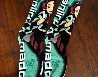 Demon Slayer Tanjiro Anime Socks | Japanese Manga Crew Socks | Kimetsu no Yaiba Socks | Anime Gift for Fans | Unisex Streetwear Socks
