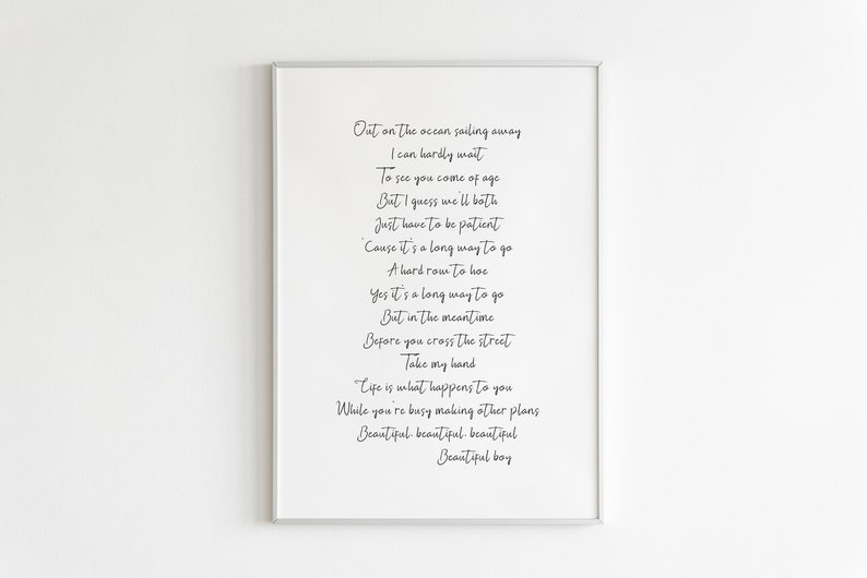 John Lennon Beautiful Boy Lyrics Printable John Lennon