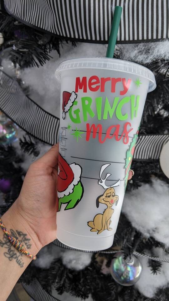 The Grinch Starbucks Reusable Cup Merry Etsy