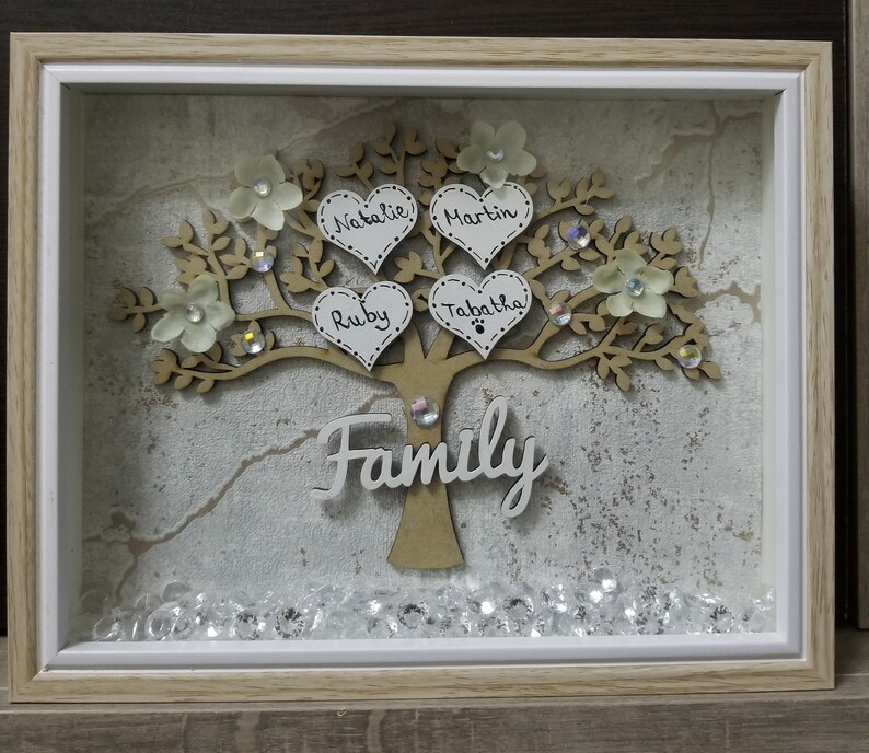 Family Tree Name Box Frame Christmas Personalised Family Etsy