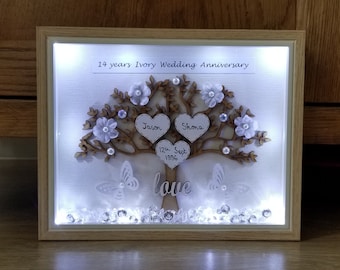 14th 14 years Ivory Wedding Anniversary gift, Ivory wedding anniversary personalised frame, Couple Gift