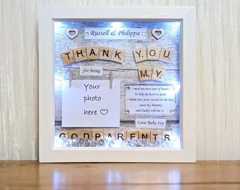 Godmother gift, Godparents Thank you frame, Christmas Gift for Godparents, Christening baptism gift, Godmother gift