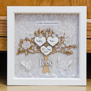 15th 15 years Crystal Wedding Anniversary gift, anniversary personalised frame, Couple Gift